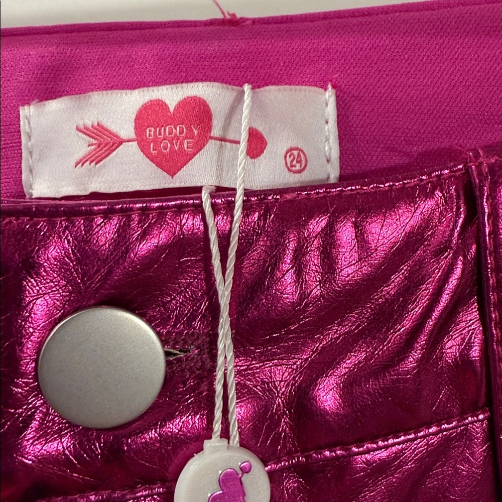 Buddy Love Metallic Electric Pink Pants 26 NWOT - Picture 6 of 9